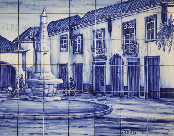 Historic azulejos painting in Ferragudo, Algarve, Portugal, Europe