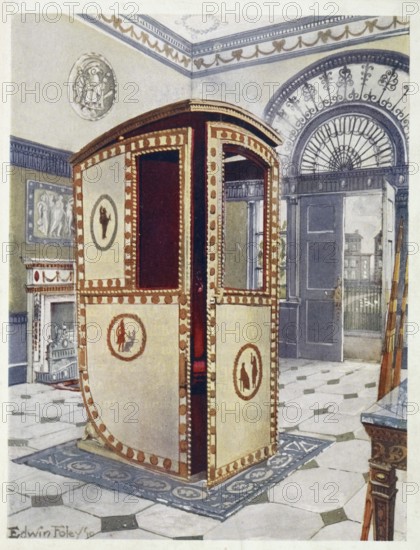 Furniture around the turn of the century 1900, Painted and lacquered sedan chair with domed top (1910, 1911), Painted and lacquered sedan chair with domed top (1910, 1911) .jpg