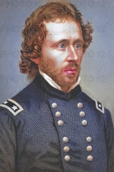 John Charles Fremont, 1813, 1890, American explorer and general in the Civil War, Illustration from Gallery of Historical Portraits, published around 1880, Historical, digitally restored reproduction from a 19th century original, Record date not stated