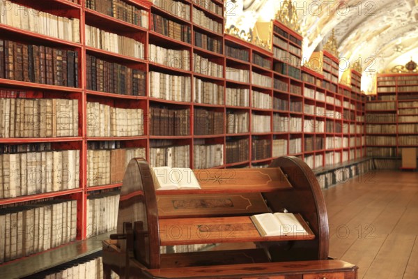 Prague Lesser Town, Monastery Library, Theological Hall in the Strahov Praemonstratensian Monastery, Prague, Czech Republic, Europe