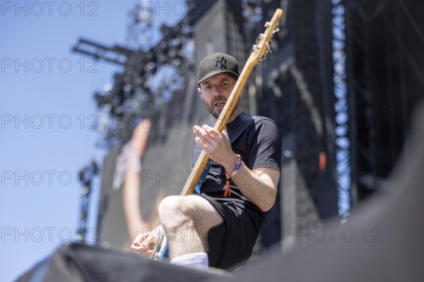 Adenau, Germany, 9 June 2024: H-Blockx (Tim Tinte Humpe, guitarist) play at Rock am Ring. The festival takes place at the Nürburgring race track near the town of Adenau from 7 to 9 June 2024, Europe