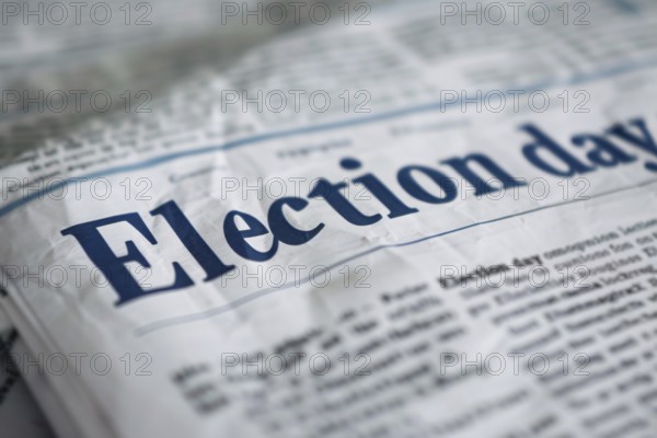 Newspaper with headline 'Election day'. Generative Ai, AI generated