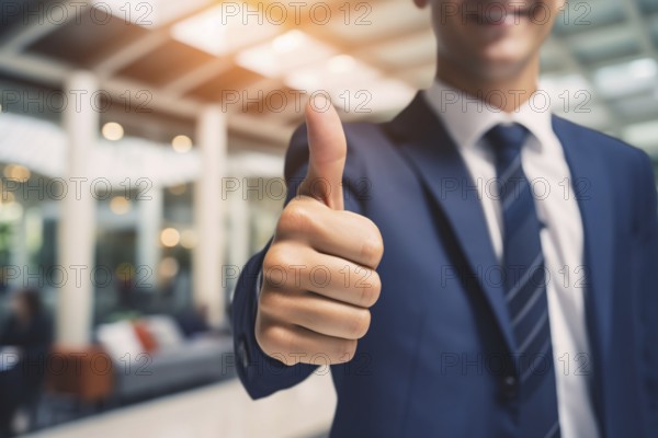 Man in business suit giving thumbs up. KI generiert, generiert, AI generated