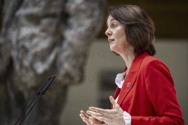 Katarina Barley, SPD lead candidate for the European elections, at a press conference in Berlin, 12 March 2024