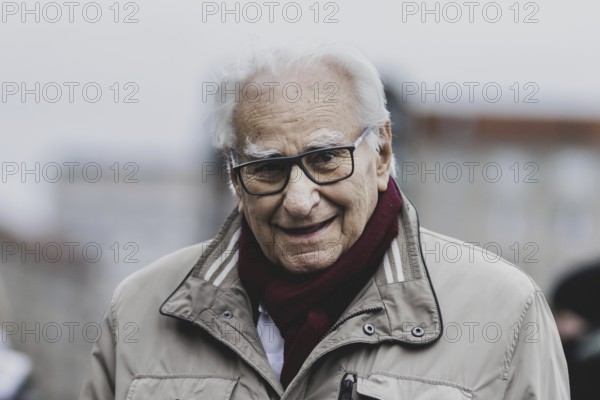 Kurt Hillmann, contemporary witness and Holocaust survivor, photographed as part of the commemorative event at the Memorial to the Murdered Jews of Europe in Berlin, 31 January 2024 / Photographed on behalf of the Federal Ministry for Women, Senior Citizens, Family and Youth