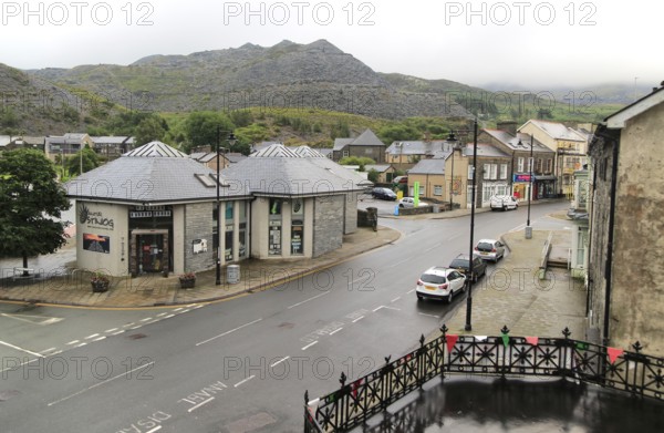 Modern building development including tourist information office, Blaenau Ffestiniog, Gwynedd, north Wales, UK