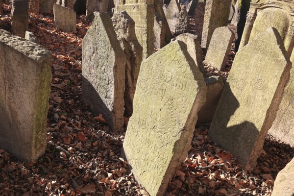 The Old Jewish Cemetery in the Josefov district is one of the most historically significant Jewish cemeteries in Europe. It contains over 12, 000 gravestones and presumably the remains of 100, 000 people, Prague, Czech Republic, Europe