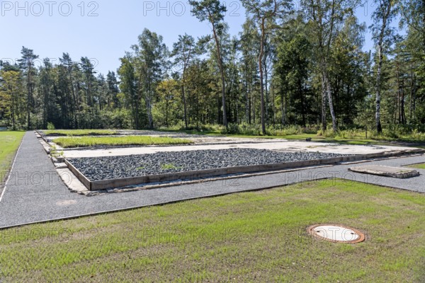 Levelled areas in the Bergen-Belsen prisoner-of-war camp, Lower Saxony, Germany, Europe