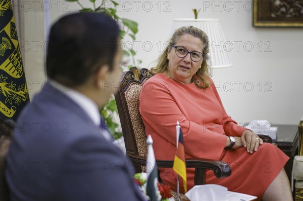 Svenja Schulze (SPD), Federal Minister for Economic Cooperation and Development, meets the Minister for Economic Affairs, Ahad Khan Cheema, Islamabad, 21 August 2024. Photographed on behalf of the Federal Ministry for Economic Cooperation and Development