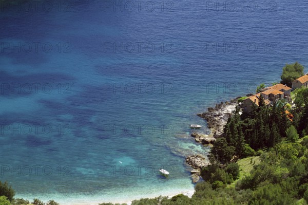 Crystal clear bay with transparent water, spring, holiday, Orlandusa, Korucla island, Dalmatia, Mediterranean, Croatia, Europe