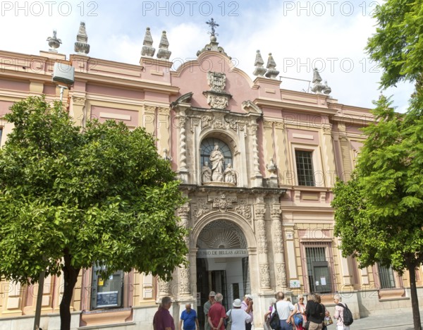 People outside the Museo de Bellas Artes, Museum of Fine Art, Seville, Spain, Europe