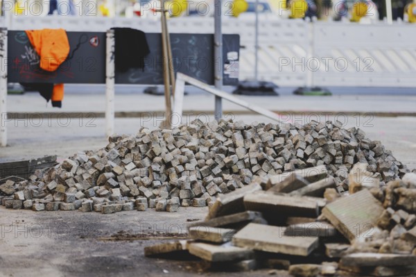 Building material lying on a construction site in Berlin, 29/02/2024