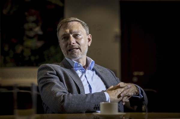 Christian Lindner (FDP), Federal Minister of Finance, recorded during an interview in his office at the Federal Ministry of Finance