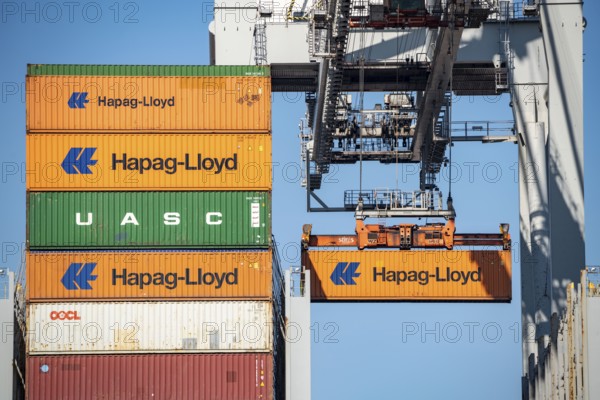 Container loading in the seaport of Rotterdam, Maasvlakte 2, Container Terminal, in Rotterdam Netherlands