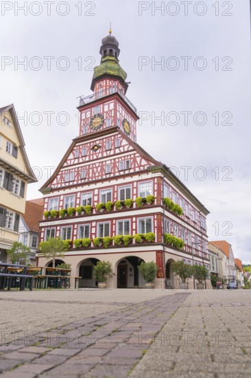 Historic half-timbered house in the town centre with detailed architecture, Kirchheim Teck, Germany, Europe