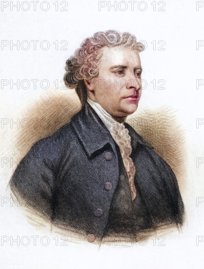 Edmund Burke (1729-97) born in Ireland, British Whig (liberalist), statesman and philosopher. Copper engraving, Historical, digitally restored reproduction from a 19th century original, Record date not stated