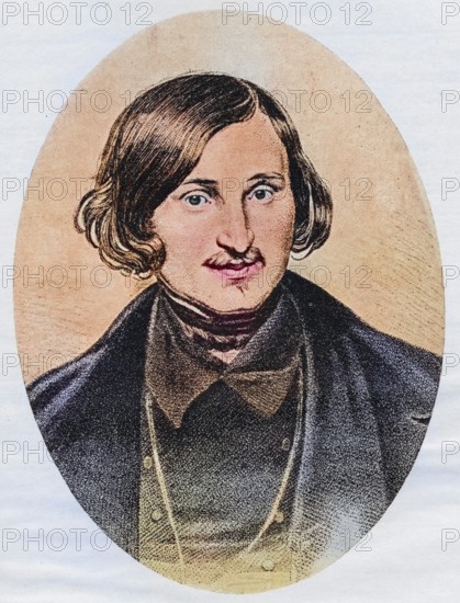 Nikolay Vasilyevich Gogol, 1809-1852, Russian writer, illustration from the book The Masterpiece Library of Short Stories, Historical, digitally restored reproduction from a 19th century original, Record date not stated