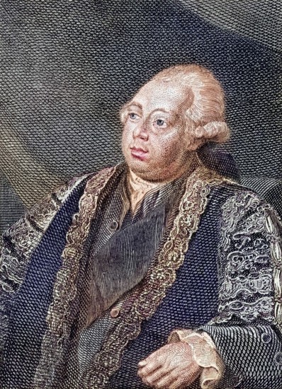 Lord North Frederick North 2nd Earl of Guilford 1732, 1792 Prime Minister of Great Britain After a painting by Nathaniel Dance, Historic, digitally restored reproduction from a 19th century original, Record date not stated