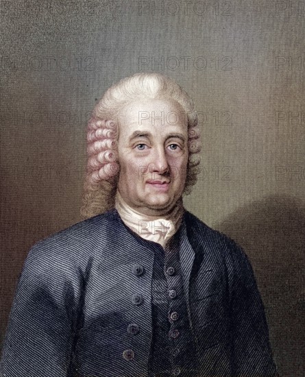 Emanuel Swedenborg (1688-1772) Swedish philosopher, mystic and cosmologist. Portrait engraving, Historic, digitally restored reproduction from a 19th century original, Record date not stated