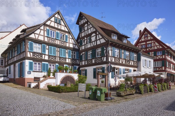 Half-timbered houses on Victor-Kretz-Strasse in Gengenbach, Black Forest, Ortenaukreis, Baden-Württemberg, Germany, Europe