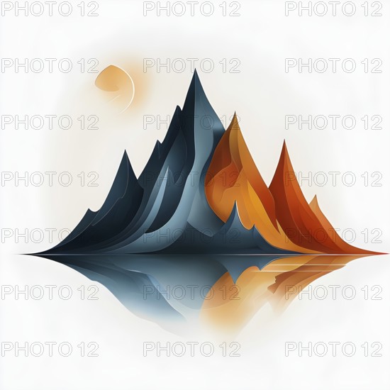 Minimalist illustration of an abstract mountain that cycles through day and night, symbolizing balance and the rhythm of a healthy life, AI generated