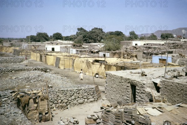 Self-built houses and mud houses in Nazca, Peru, South America around 1962, South America