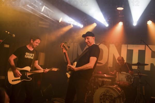 Yonas (singer and guitarist), Max Power (drummer) and Deer (singer and bassist) from Montreal live on the club tour for the new album Im Achteck nichts Neues at Cassiopeia in Berlin on 08.05.2024