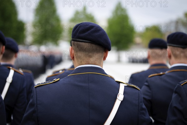 Air force soldiers of the guard battalion, photographed during the final roll call of the Bundeswehr missions MINUSMA and EUTM Mali at the Federal Ministry of Defence in Berlin, 22.02.2024