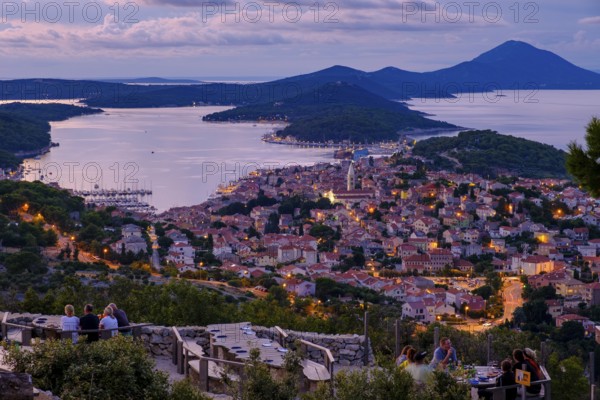 Sunset at the viewpoint, Providenca bar and restaurant, Mali Losinj, Losinj Island, Kvarner Gulf Bay, Croatia, Europe