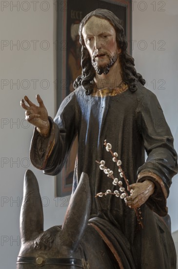 Christ on the palm donkey, wooden figure from around 1880, Dominican convent in Wettenhausen, Swabia, Bavaria, Germany, Europe