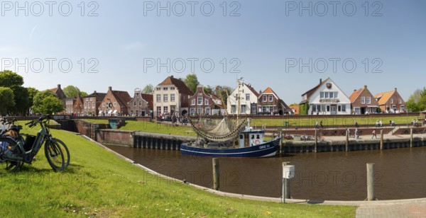 Panoramab, cutter harbour, Greetsiel, Krummhörn, East Frisia, Germany, Europe