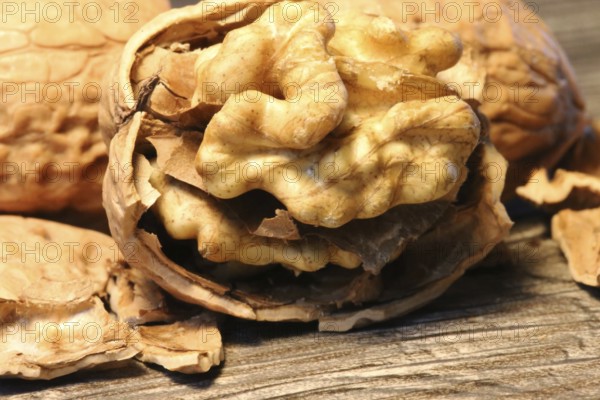 Close-up of walnuts on the table