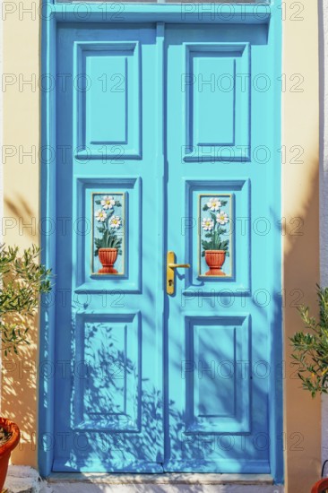 Traditional house door, Halki Island, Dodecanese Islands, Greeece