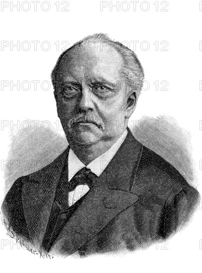 Hermann Ludwig Ferdinand Helmholtz, from 1883 von Helmholtz, 31 August 1821, 8 September 1894, a German physiologist and physicist. As a polymath, he made important contributions to optics, acoustics, electrodynamics, thermodynamics and hydrodynamics, Historical, digital reproduction of an original from the 19th century