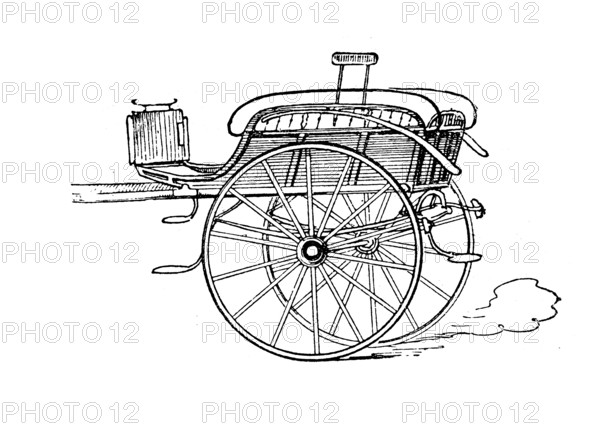 Carriage, gig, one-horse, two-wheeled open carriage with fork drawbar for one horse, illustration from 1870, historical, digital reproduction of an original from the 19th century