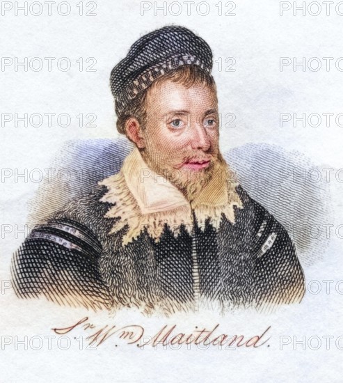 William Maitland 1528-1573 Called Secretary Lethington Scottish statesman from the book Crabbs Historical Dictionary from 1825, Historical, digitally restored reproduction from a 19th century original, Record date not stated