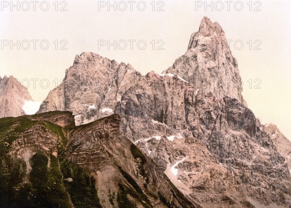 Cimon della Pala, Tyrol, former Austro-Hungary, today Italy, c. 1890, Historic, digitally restored reproduction from a 19th century original Cimon della Pala, Tyrol, former Austro-Hungary, today Italy, 1890, Historic, digitally restored reproduction from a 19th century original