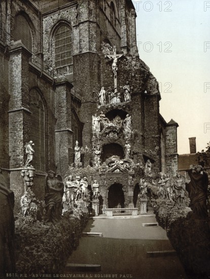 The Calvary, St Paul's Church, Antwerp, Belgium, ca 1890, Historical, digitally restored reproduction from a 19th century original, Record date not stated, Europe