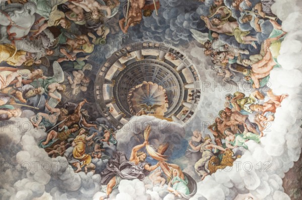 Ceiling fresco, Palazzo Te, Mantua, Italy, Europe