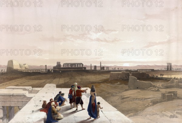 Ruins of Karnack, Karnak, Egypt, c. 1850, Historical, digitally restored reproduction from a 19th century original, exact date unknown, AI generated, Africa