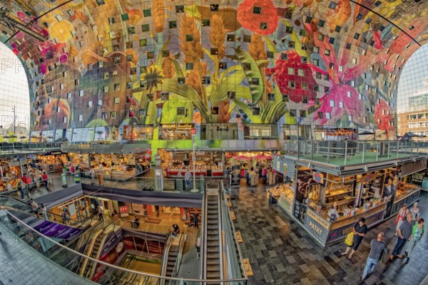 Market Hall Interior Panorama Rotterdam Netherlands