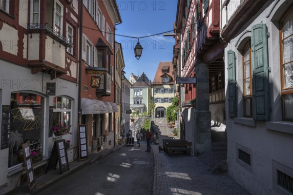 Historic half-timbered houses in Steigstraße, old town centre of Meersburg on Lake Constance, Lake Constance district, Baden-Württemberg, Germany, Europe