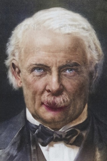 David Lloyd George, 1st Earl Lloyd-George of Dwyfor 1863 to 1945, British statesman and Prime Minister 1916, 1922. after a portrait by A. Langfier. From L'Illustration, 1918, Historic, digitally restored reproduction from a 19th century original, Record date not stated