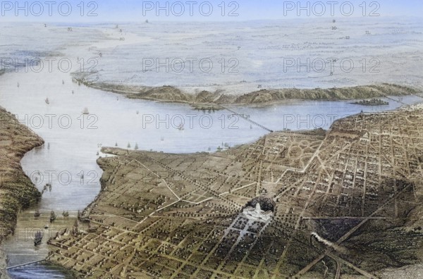 Washington DC and its surroundings at the time of the Civil War, USA, Historical, digitally restored reproduction from a 19th century original, Record date not stated, North America