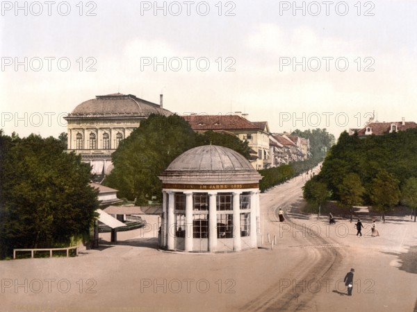 Spring house and casino, Franzensbad, Czech Republic, c. 1890, Historical, digitally restored reproduction from a 19th century original Spring house and casino, Czech Republic, c. 1890, Historical, digitally restored reproduction from a 19th century original, Europe