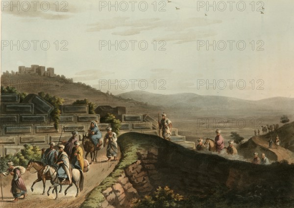 Historical Palestine, Ruins between Rama and Jerusalem, Historical, digitally restored reproduction from an early 19th century original, date unknown