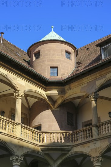 Old Palace Stuttgart, former moated palace, princely residence, 14th century seat of the Counts of Württemberg, court chamber, today Renaissance palace, architect Aberlin Tretsch, Württemberg State Museum, arcades, historic building, architecture, columns, state capital, Stuttgart, Baden-Württemberg, Germany, Europe