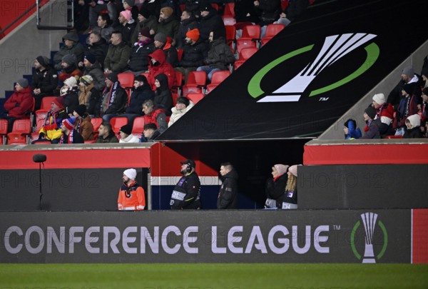 Logo, perimeter advertising, UEFA Conference League, Voith-Arena, Heidenheim, Baden-Württemberg, Germany, Europe