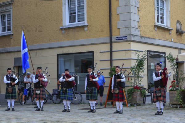 Bagpipe orchestra, Pipe concert, Sigmaringen, Baden-Württemberg, Germany, Europe