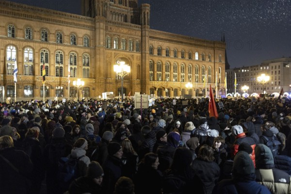 Recordings as part of the demonstration Auf die Strasse! Against the AfD's Nazi deportation plans in front of the Rotes Rathaus in Berlin, 17 January 2024